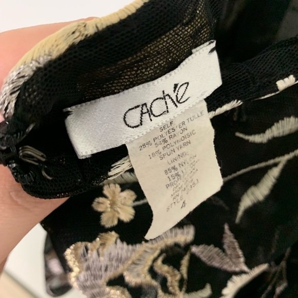 Cache black sheer floral embroidered halter top - Picture 5 of 7